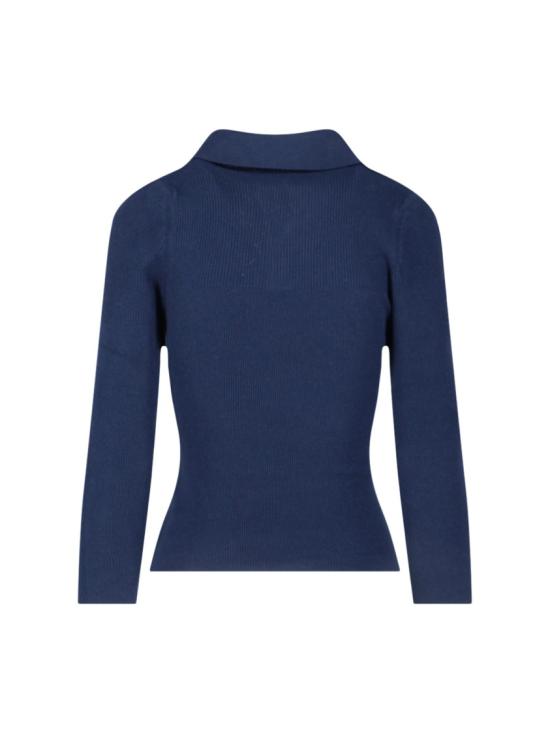 25FW 비비안웨스트우드 MARINA 마리나 오브 자수 폴로 스웨터 18030040 Y001VK410 Blue - VIVIENNE WESTWOOD