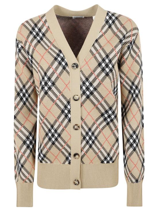 25FW 버버리 체크 울 가디건 8110579 C1309 Neutrals