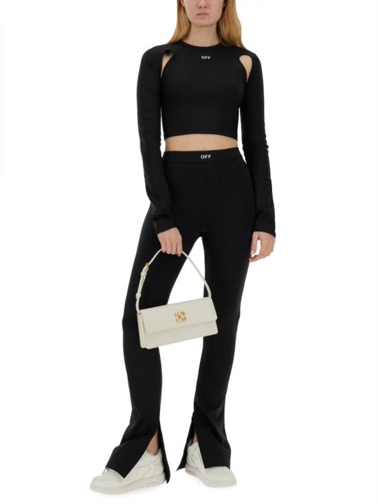  오프화이트 OFF 컷아웃 크롭 티셔츠 OWAD211 C99JER0011001 Black - OFF WHITE