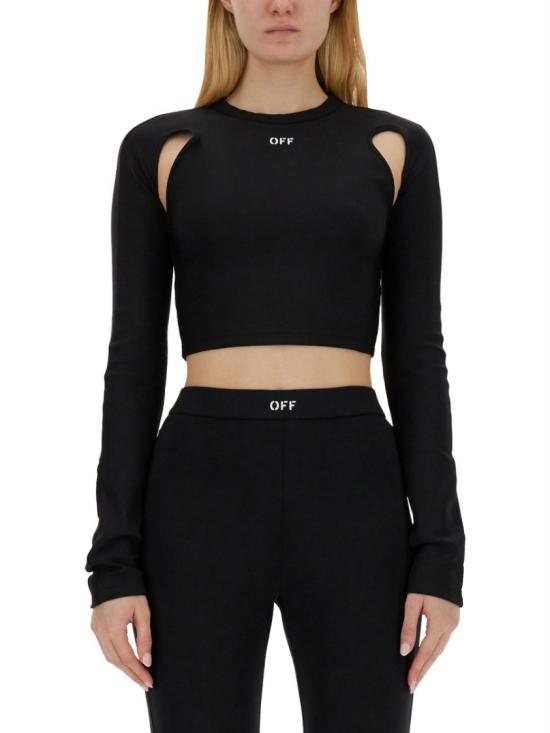  오프화이트 OFF 컷아웃 크롭 티셔츠 OWAD211 C99JER0011001 Black