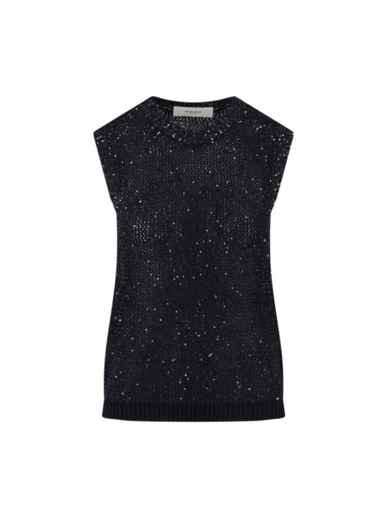 25FW 골든구스 시퀸 메쉬 니트 탑 GWP01922 P00169190100 Black