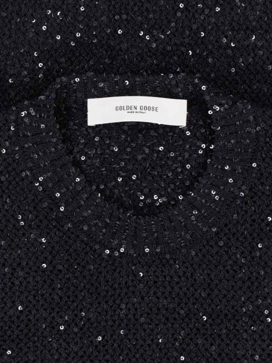 25FW 골든구스 시퀸 메쉬 니트 탑 GWP01922 P00169190100 Black - GOLDEN GOOSE