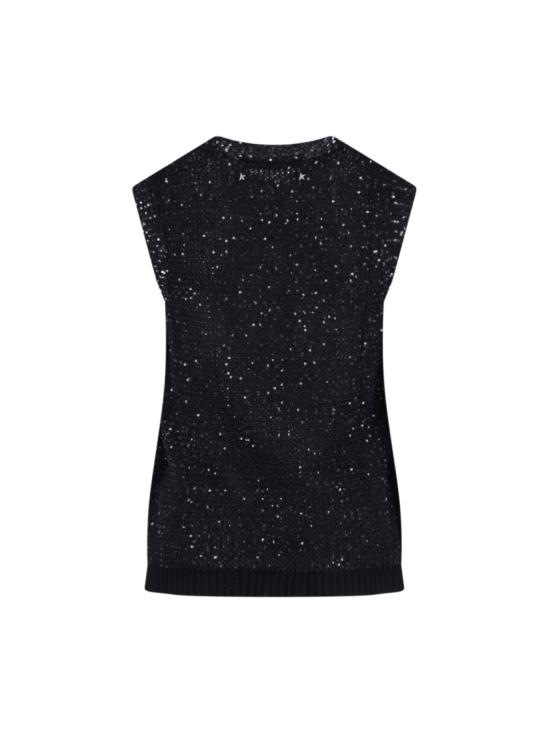 25FW 골든구스 시퀸 메쉬 니트 탑 GWP01922 P00169190100 Black - GOLDEN GOOSE