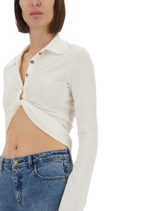  쿠레쥬 긴팔 티셔츠 225JPO048 JS01930001 White - COURREGES