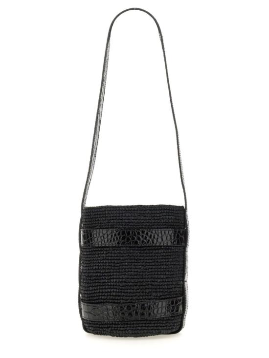  마네비 숄더백 L9 8CT RAFFIA LEATHERBLACK BLACK Black - MANEBI