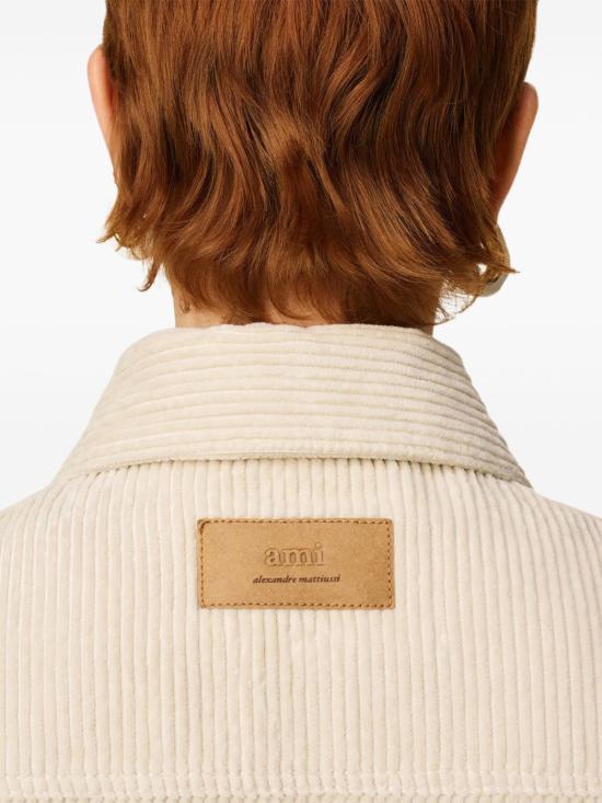 25FW 아미 코듀로이 벨벳 사이드 슬릿 오버셔츠 USH793 CO0131185 Ivory - AMI