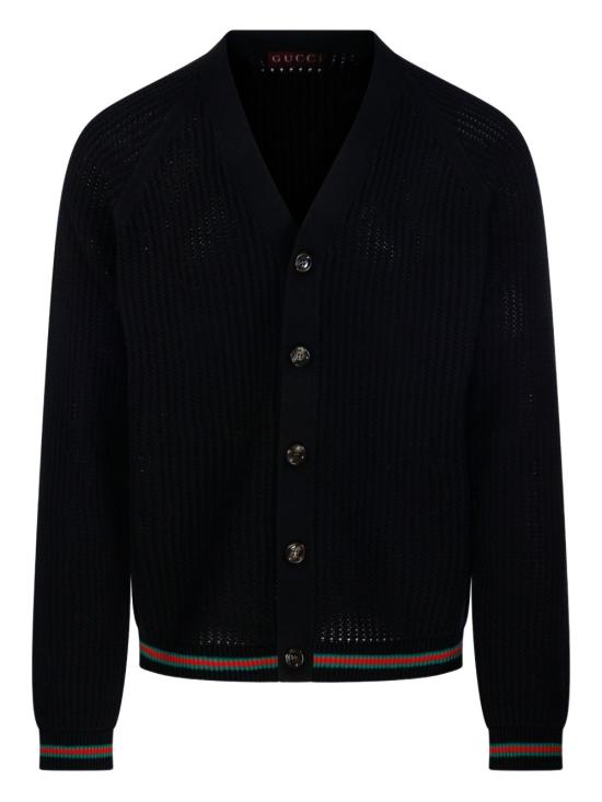 25FW 구찌 웹 아주르 코튼 니트 가디건 788009 XKD151060 Black