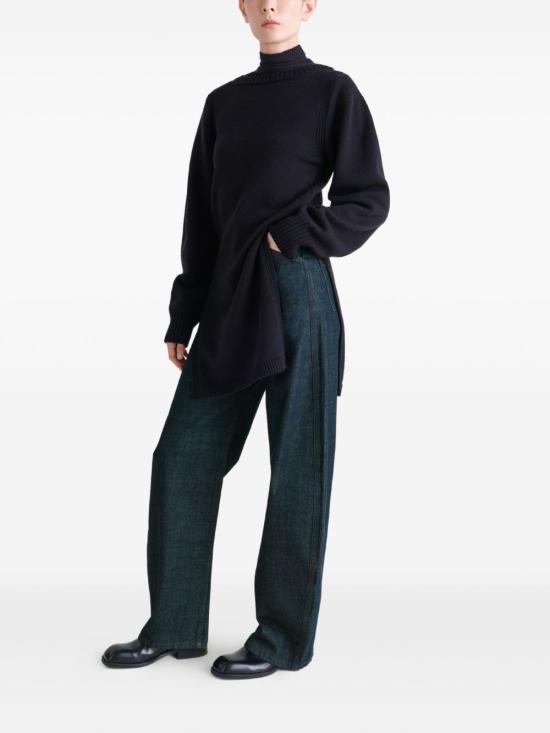 25FW 르메르 하이 웨이스티드 커브드 팬츠 PA1264 LD1056760 Blue - LEMAIRE