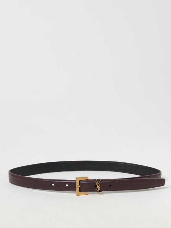 25FW 생로랑 카산드라 씬 스퀘어 버클 벨트 554465BOO0W 6892 Brown