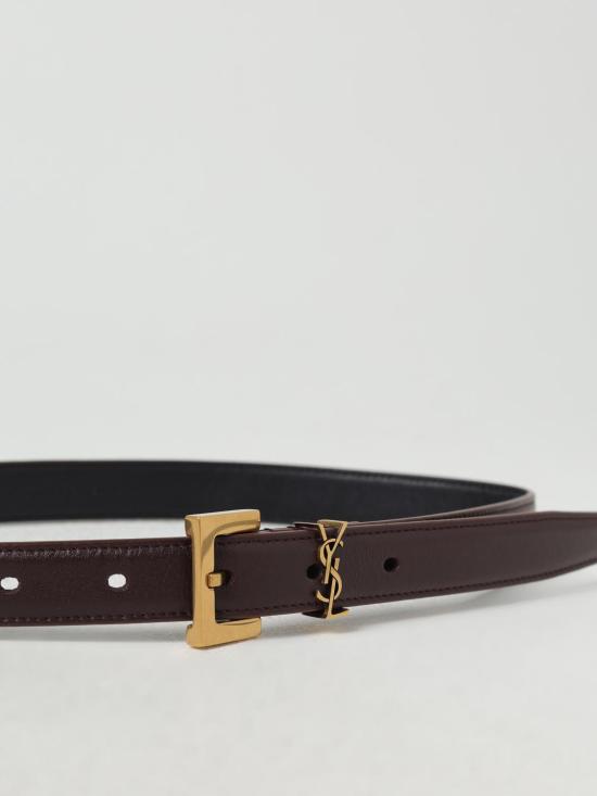 25FW 생로랑 카산드라 씬 스퀘어 버클 벨트 554465BOO0W 6892 Brown - SAINT LAURENT