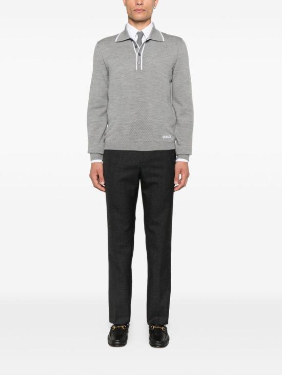 25FW 구찌 자수 하운드투스 울 팬츠 814299 Z7AQP1189 Black - GUCCI