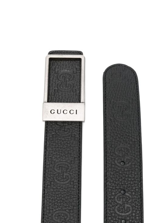 25FW 구찌 렉탱귤러 버클 리버시블 벨트 820724 AAE5X1000 Black - GUCCI