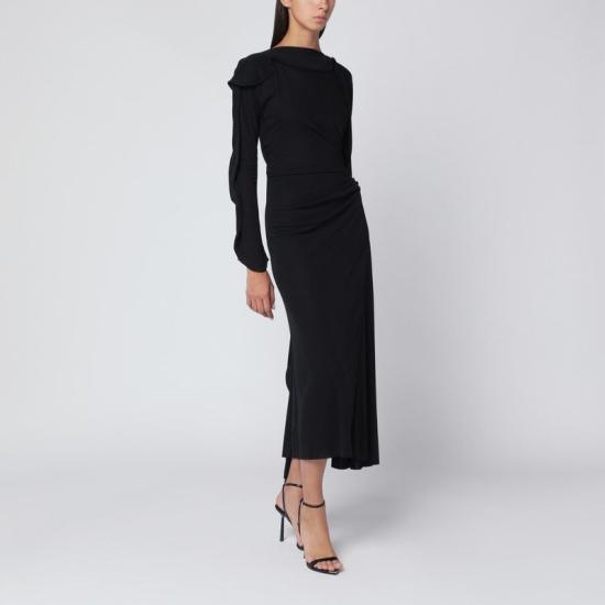 25FW 빅토리아 베컴 미디 원피스 1425WDR006963AVI BLK BLACK