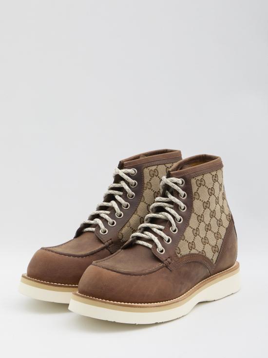 25FW 구찌 라운드 토 레이스업 앵클 부츠 831149AAEZE 2541 BROWN - GUCCI