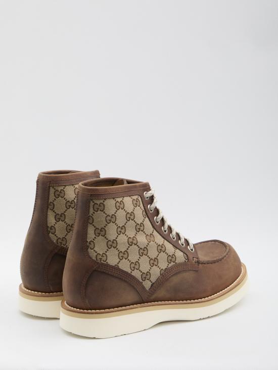 25FW 구찌 라운드 토 레이스업 앵클 부츠 831149AAEZE 2541 BROWN - GUCCI