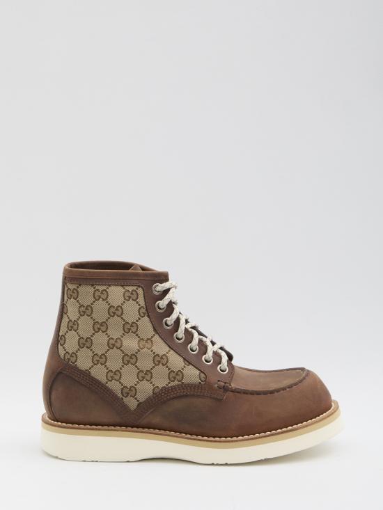 25FW 구찌 라운드 토 레이스업 앵클 부츠 831149AAEZE 2541 BROWN