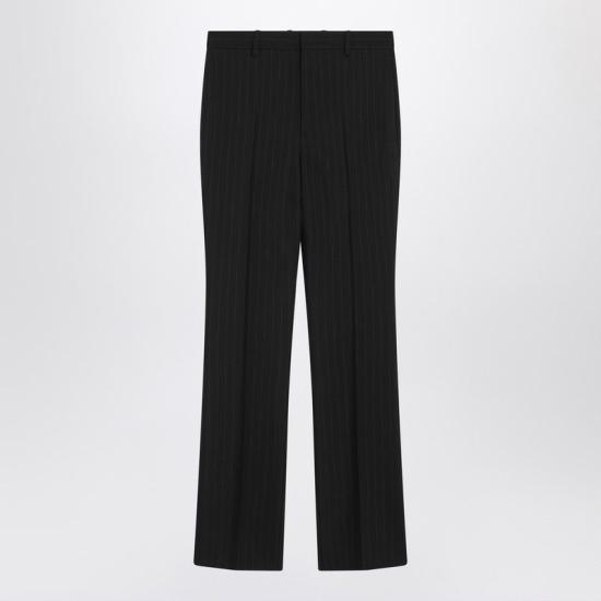 25FW 구찌 핀스트라이프 구찌 울 자카드 팬츠 841090Z7AT1 1152 BLACK
