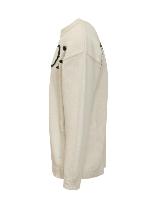 25FW 오프화이트 스웨터 OMHE20QF25KNI001 0B10 CREAM BLACK - OFF WHITE