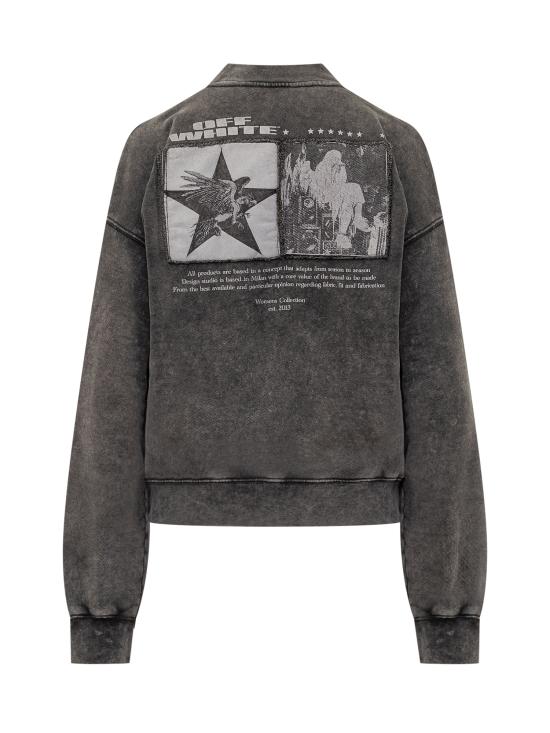 25FW 오프화이트 긴팔 티셔츠 OWBA075F25FLE002 1301 MARBLE BLACK WHITE - OFF WHITE