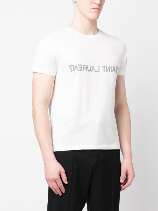 25SS 생로랑 리버스 티셔츠 663278 Y37AW9744 White - SAINT LAURENT