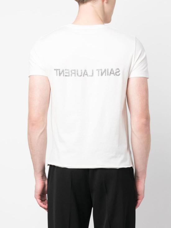 25SS 생로랑 리버스 티셔츠 663278 Y37AW9744 White - SAINT LAURENT