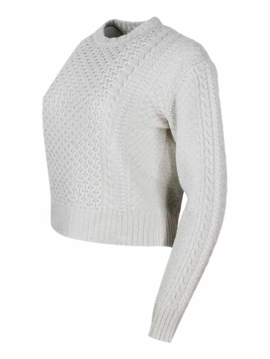 25FW 파비아나 필리피  루렉스 플래티넘 피셔맨 스웨터 MAD224F031L00225 White - FABIANA FILIPPI