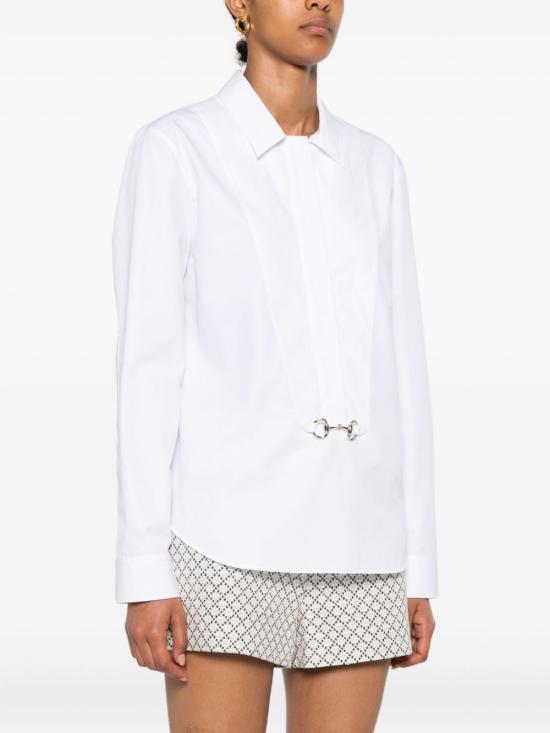 25FW 구찌 스빗 타이 넥 셔츠 831912 Z8B2P9000 White - GUCCI