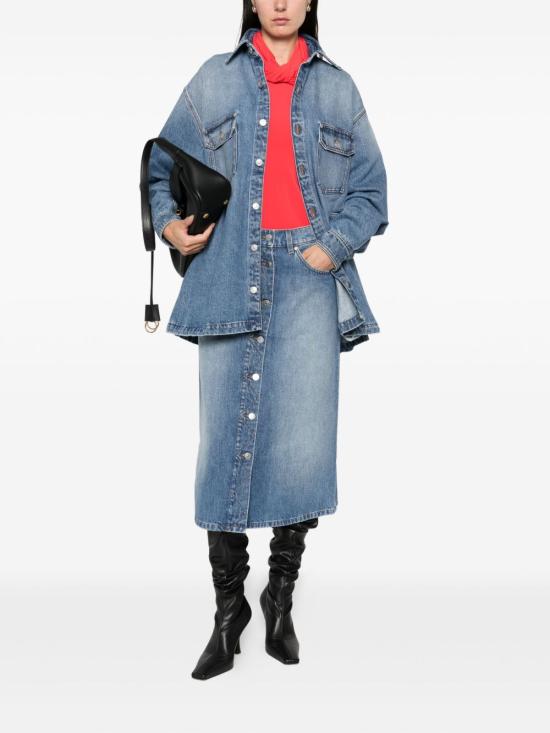 25FW 스텔라 맥카트니 미디 스커트 6D0410 3SQH274153 Blue - STELLA MCCARTNEY