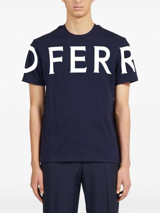  살바토레 페라가모 반팔 티셔츠 122303 771855002 Blue - SALVATORE FERRAGAMO