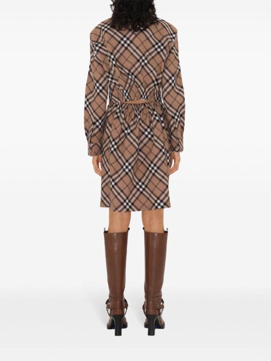 24FW 버버리 체크 울 블렌드 셔츠 드레스 8095080 C1202 Beige - BURBERRY