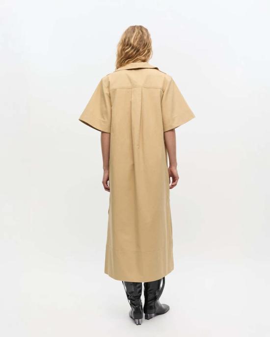  가니 롱 원피스 스트레치 카울넥 롱 드레스 페일 카키 - GANNI