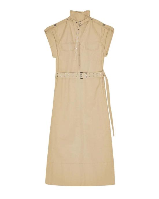  가니 롱 원피스 스트레치 카울넥 롱 드레스 페일 카키