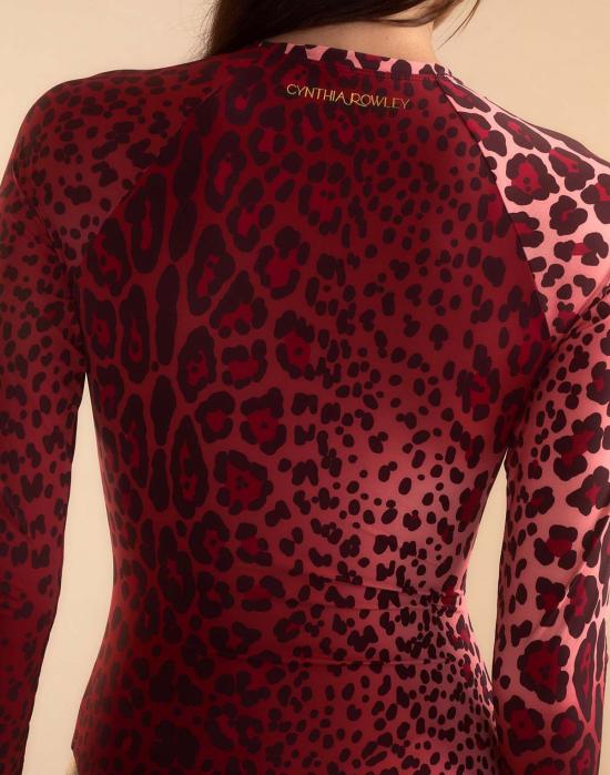  신시아 로리 원피스 수영복 신시아 로울리 스웰 서프슈트 레드 레오파드 - CYNTHIA ROWLEY