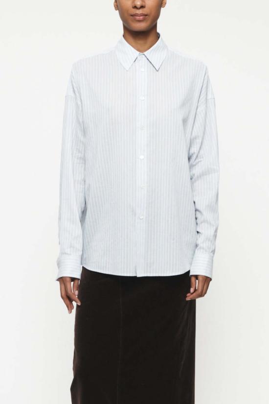  6397 셔츠 리본 스트라이프 셔츠 화이트 스트라이프