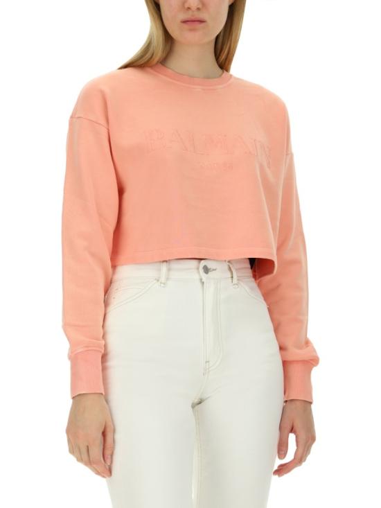  발망 긴팔 티셔츠 DF1JO006BC72 OIQ Pink - BALMAIN