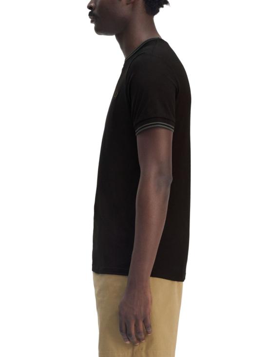25SS 프레드페리 반팔 티셔츠 FP M1588 53 Y43 BLACK - FRED PERRY