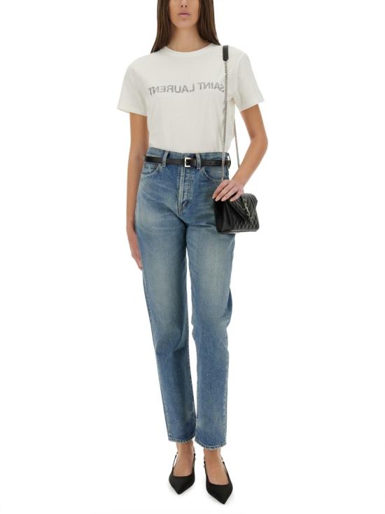 26FW 생로랑 리버스 티셔츠 665234 Y37AW9744 WHITE - SAINT LAURENT