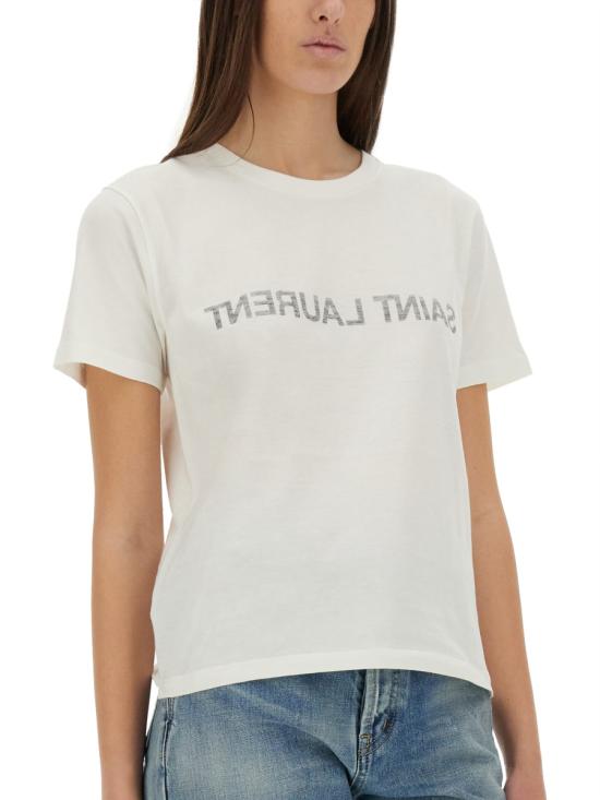 26FW 생로랑 리버스 티셔츠 665234 Y37AW9744 WHITE - SAINT LAURENT