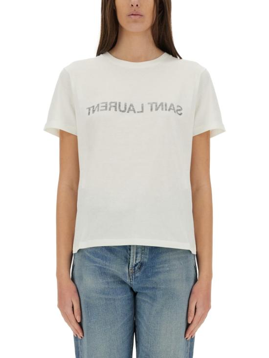 26FW 생로랑 리버스 티셔츠 665234 Y37AW9744 WHITE