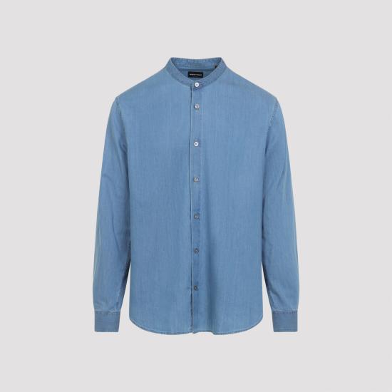25FW 조르지오 아르마니 긴팔 셔츠 GM002512 AF15417 MB003 LIGHT BLUE DENIM - GIORGIO ARMANI