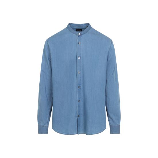 25FW 조르지오 아르마니 긴팔 셔츠 GM002512 AF15417 MB003 LIGHT BLUE DENIM - GIORGIO ARMANI