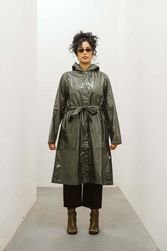  레인스 자켓 스웜프 A라인 롱 재킷