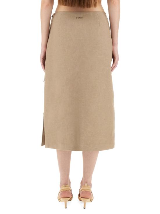 26SS 펜디 왁스 린넨 스커트 FQ7634 AUOKF1RX1 BEIGE - FENDI