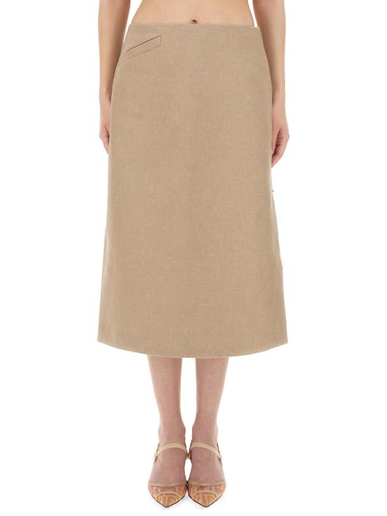 26SS 펜디 왁스 린넨 스커트 FQ7634 AUOKF1RX1 BEIGE