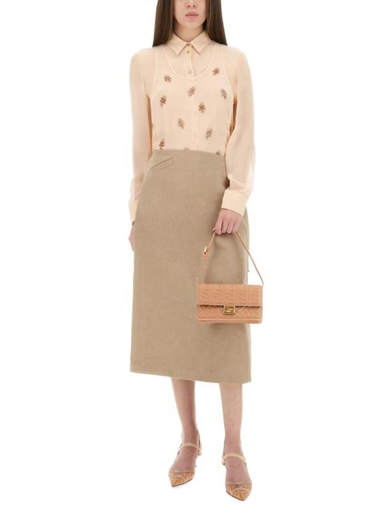26SS 펜디 왁스 린넨 스커트 FQ7634 AUOKF1RX1 BEIGE - FENDI