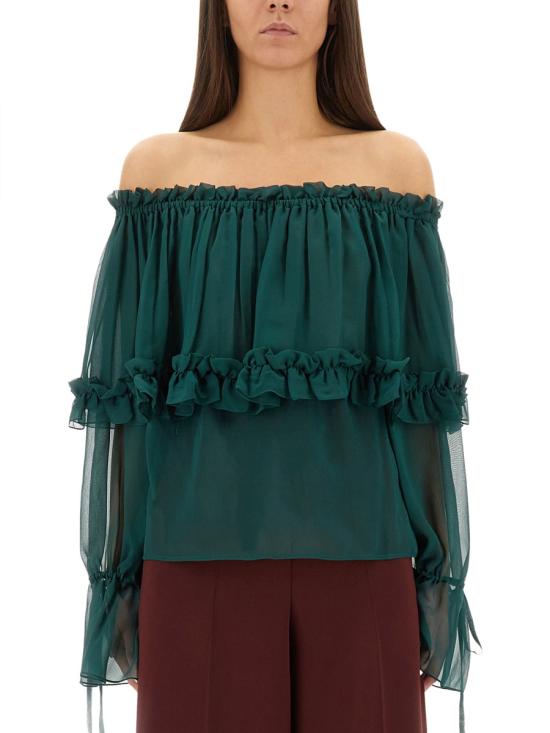 26FW 생로랑 블라우스 822935 Y115W3330 GREEN