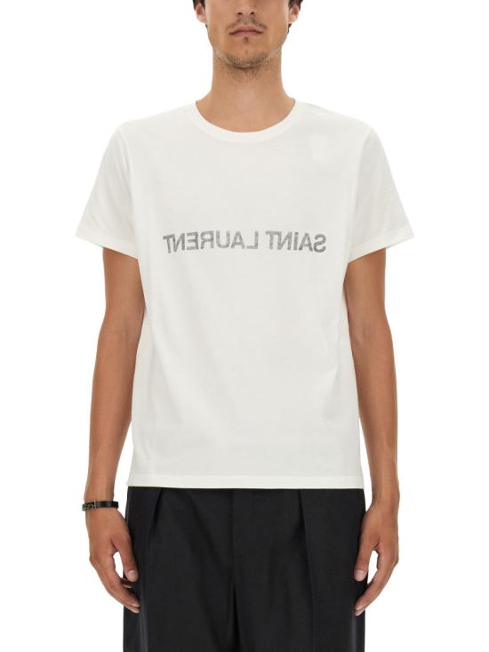 26SS 생로랑 리버스 티셔츠 663278 Y37AW9744 WHITE