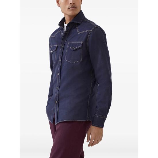 25FW 브루넬로 쿠치넬리 논 페이드 데님 웨스턴 셔츠 MY6524008 CJZ29 BLUE - BRUNELLO CUCINELLI