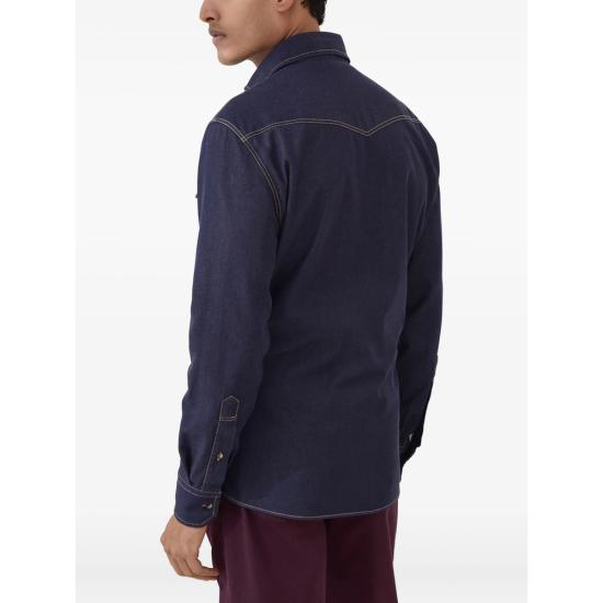 25FW 브루넬로 쿠치넬리 논 페이드 데님 웨스턴 셔츠 MY6524008 CJZ29 BLUE - BRUNELLO CUCINELLI