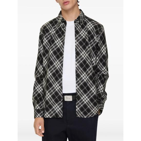 25FW 버버리 릴랙스핏 체크 코튼 플란넬 셔츠 8115786 ROAN C1462 BLACK WHITE - BURBERRY